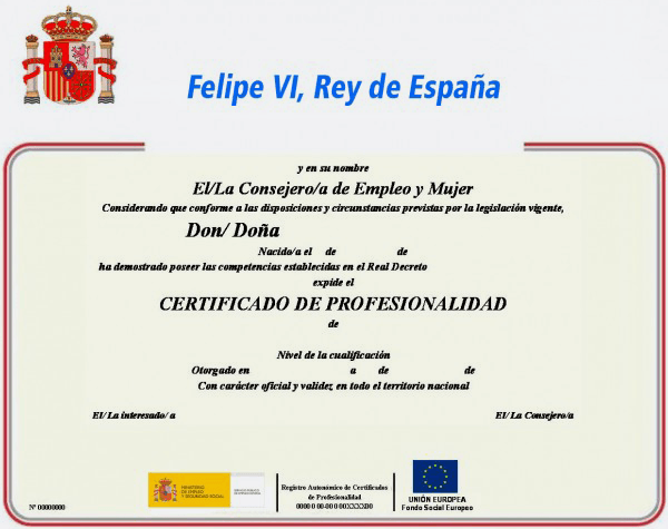 Diploma de certificados de profesionalidad